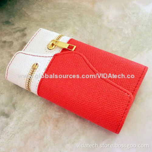 Leather Pouch Case with Zipper, for iPhone 5/5S, Factory